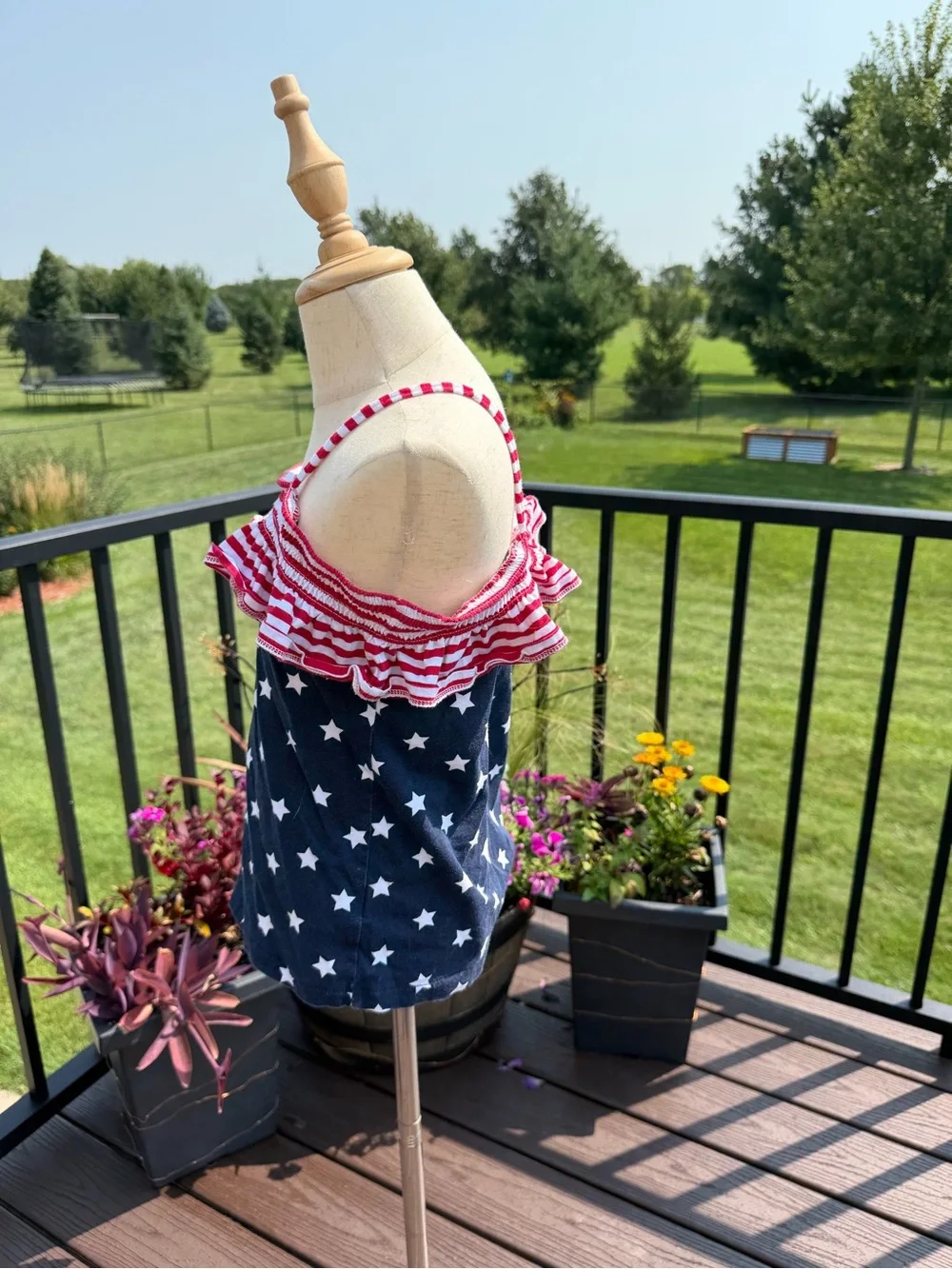 The Children’s Place Girls Patriotic Stars & Stripes Ruffle Tank Size 7/8